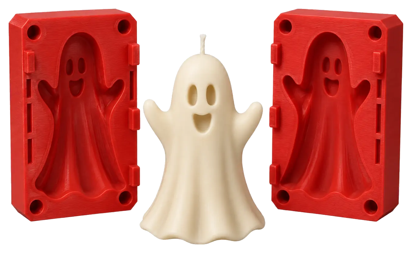 Molde impreso en 3D para fabricar velas con forma de fantasma