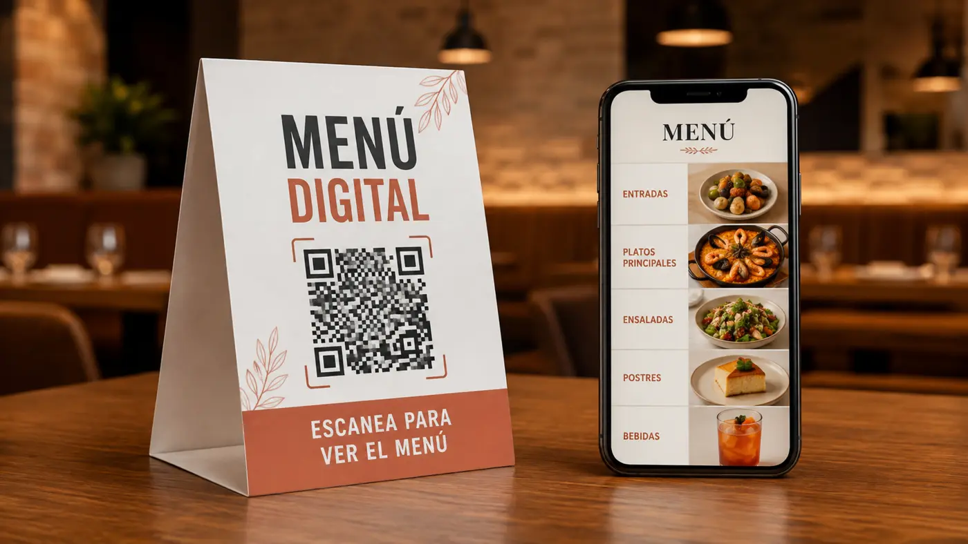 Menú digital para restaurante mediante código QR