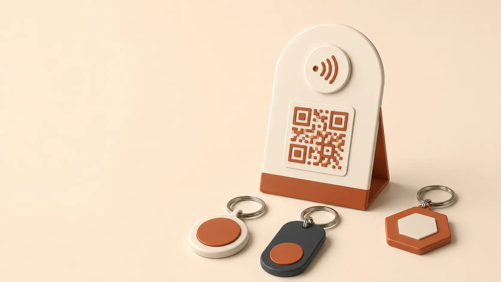 Módulo para reseñas con QR y NFC acompañado de llaveros personalizados