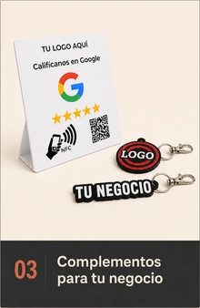 Módulo de reseñas Google con QR, NFC y llaveros personalizados